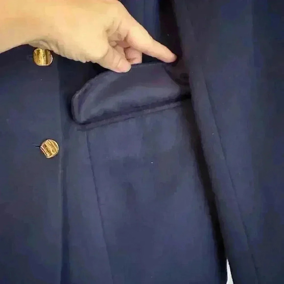 Vintage Carlisle Coat Womens Size 8 Wool Cashmere Cobalt Blue Lined Gold Button - Picture 5 of 7